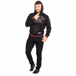 Duke Mens Patrick D555 Text Kingsize Full Zip Hoodie - XXL, Black
