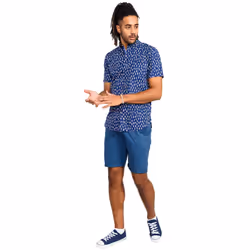 D555 Mens Hackford Short-Sleeved Shirt - S, Navy