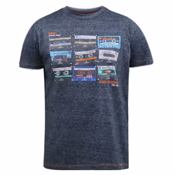 Duke Mens Apsey-D555 Cassette Tape Kingsize T-Shirt - 3XL, Navy Twist