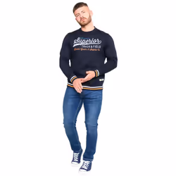 Duke Mens Marlow D555 Superior Track & Field Crew Neck Sweatshirt - S, Navy