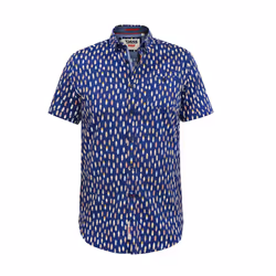 Duke Mens Hackford D555 Surfboard Button-Down Kingsize Short-Sleeved Shirt - 6XL, Navy