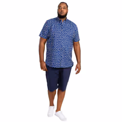 Duke Mens Hackford D555 Surfboard Button-Down Kingsize Short-Sleeved Shirt - 6XL, Navy