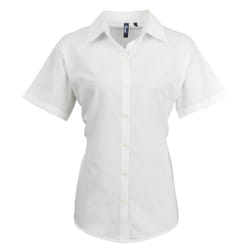 Premier Womens/Ladies Signature Pearlised Oxford Short-Sleeved Shirt - 16 UK, White