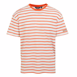 Regatta Mens Shorebay II Stripe T-Shirt - S, White/Rusty Orange