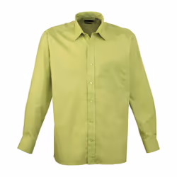 Premier Mens Poplin Long-Sleeved Shirt - 16in, Lime