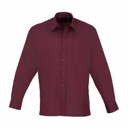 Premier Mens Poplin Long-Sleeved Shirt - 19in, Burgundy