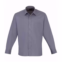 Premier Mens Poplin Long-Sleeved Shirt - 18in, Steel