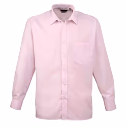 Premier Mens Poplin Long-Sleeved Shirt - 16in, Pink