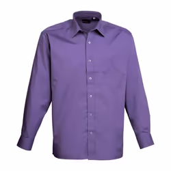 Premier Mens Poplin Long-Sleeved Shirt - 15in, Purple