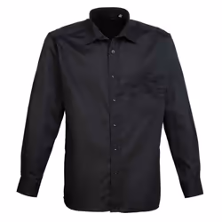 Premier Mens Poplin Long-Sleeved Shirt - 17in, Black