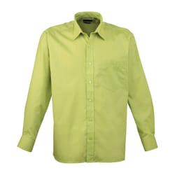 Premier Mens Poplin Long-Sleeved Shirt - 17in, Lime