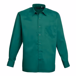 Premier Mens Poplin Long-Sleeved Shirt - 15in, Emerald