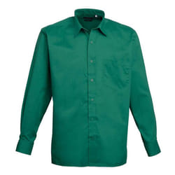 Premier Mens Poplin Long-Sleeved Shirt - 15in, Emerald