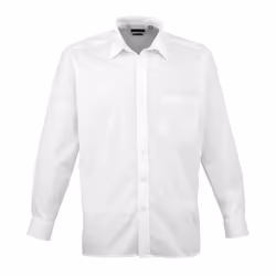 Premier Mens Poplin Long-Sleeved Shirt - 19in, White