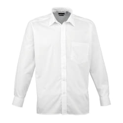 Premier Mens Poplin Long-Sleeved Shirt - 19in, White