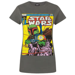 Star Wars Womens/Ladies Boba Fett Comic T-Shirt - M, Charcoal