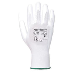 Portwest PU Palm Coated Gloves (A120) / Workwear - M, White