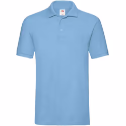 Fruit of the Loom Mens Premium Cotton Pique Polo Shirt - L, Sky Blue