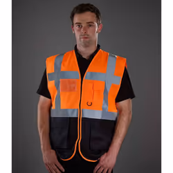 Yoko Unisex Adult Executive Hi-Vis Waistcoat - L, Orange/Black