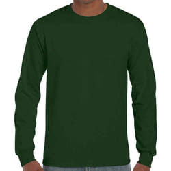 Gildan Unisex Adult Ultra Plain Cotton Long-Sleeved T-Shirt - 3XL, Forest Green