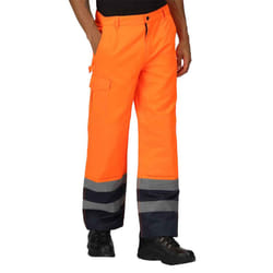 Regatta Professional Mens Hi-Vis Cargo Trousers - 44R, Orange/Navy
