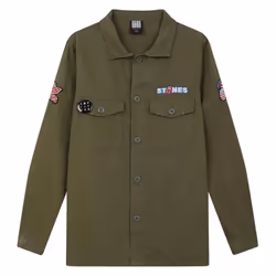 Amplified Mens The Rolling Stones Military Overshirt - M, Khaki Green