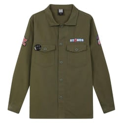 Amplified Mens The Rolling Stones Military Overshirt - M, Khaki Green