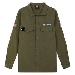 Amplified Mens The Rolling Stones Military Overshirt - S, Khaki Green