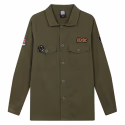 Amplified Mens AC/DC Military Overshirt - M, Khaki Green