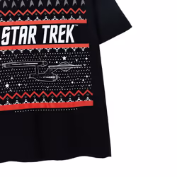 Star Trek Mens Fair Isle Christmas T-Shirt - XXL, Black