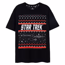 Star Trek Mens Fair Isle Christmas T-Shirt - 3XL, Black