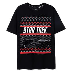 Star Trek Mens Fair Isle Christmas T-Shirt - 3XL, Black