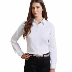 Premier Womens/Ladies Signature Pearlised Oxford Long-Sleeved Shirt - 16 UK, White