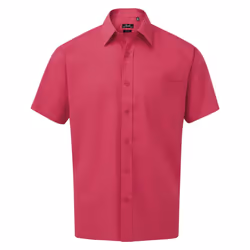 Premier Mens Short Sleeve Poplin Shirt - 15in, Hot Pink