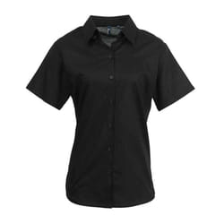 Premier Womens/Ladies Signature Pearlised Oxford Short-Sleeved Shirt - 22 UK, Black