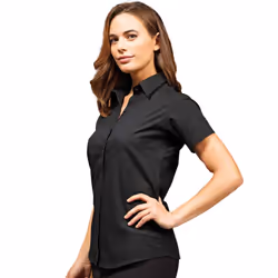 Premier Womens/Ladies Signature Pearlised Oxford Short-Sleeved Shirt - 22 UK, Black