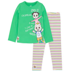 Cocomelon Childrens/Kids Long-Sleeved T-Shirt And Leggings Set - 3-4 Years, Green/White/Pink