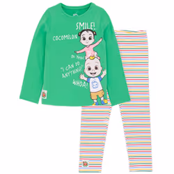 Cocomelon Childrens/Kids Long-Sleeved T-Shirt And Leggings Set - 3-4 Years, Green/White/Pink