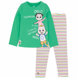 Cocomelon Childrens/Kids Long-Sleeved T-Shirt And Leggings Set - 4-5 Years, Green/White/Pink