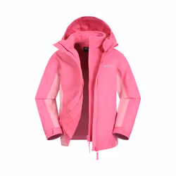 Mountain Warehouse Childrens/Kids Lightning 3 in 1 Waterproof Jacket - 7-8 Years, Light Pink