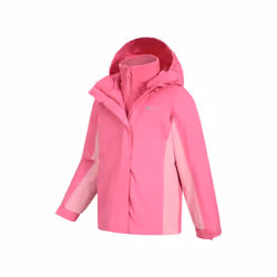 Mountain Warehouse Childrens/Kids Lightning 3 in 1 Waterproof Jacket - 7-8 Years, Light Pink