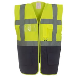 Yoko Unisex Adult Executive Hi-Vis Waistcoat - L, Yellow/Navy