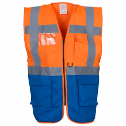 Yoko Unisex Adult Executive Hi-Vis Waistcoat - S, Orange/Royal Blue