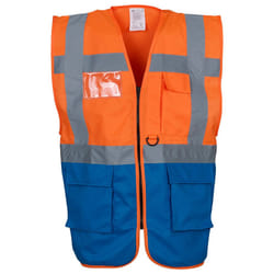 Yoko Unisex Adult Executive Hi-Vis Waistcoat - S, Orange/Royal Blue