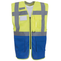 Yoko Mens Executive Mesh Hi-Vis Vest - M, Yellow/Royal Blue