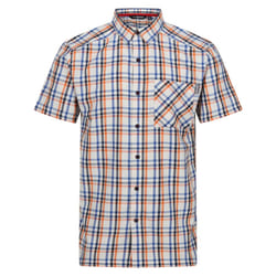 Regatta Mens Mindano VIII Checked Short-Sleeved Shirt - S, New Royal/Persimmon/Marshmallow