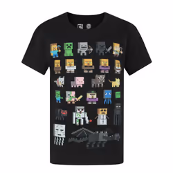 Minecraft Official Boys Sprites Characters T-Shirt - 14-15 Years, Black
