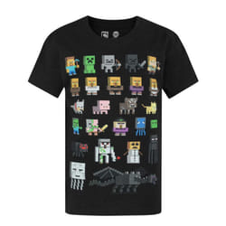 Minecraft Official Boys Sprites Characters T-Shirt - 7-8 Years, Black