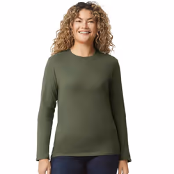Gildan Unisex Adult Softstyle Plain Long-Sleeved T-Shirt - S, Military Green