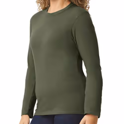 Gildan Unisex Adult Softstyle Plain Long-Sleeved T-Shirt - S, Military Green